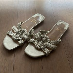 Christian Louboutin gold Marilla flat sandals size 38